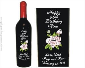 Personalized Wine Bottles Rose and Rose Bud