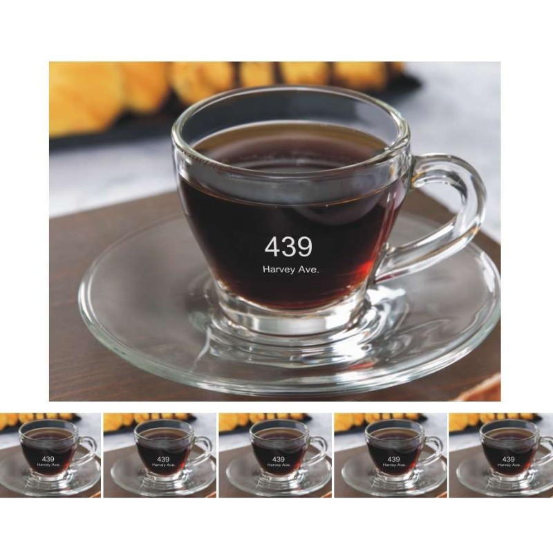 Set of Six Engraved Glass Espresso Cups Greenpoint
