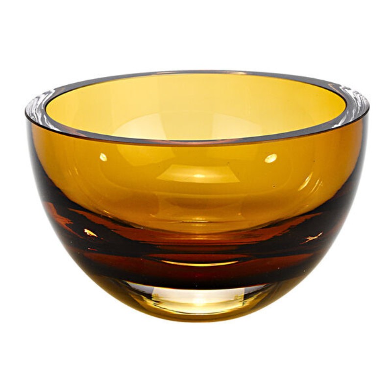 Small Amber Hued Engraved Glass Bowls - La Palma
