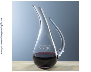 Engraved Crystal Wine Decanter with Open Handle