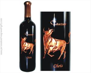Taurus Horoscope Engraved Wine Gift Bottle