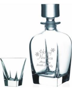 Single Malt Whiskey Gift Set Engraved Decanter with 6 Glases-Passante