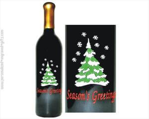 Custom Engraved Wine Bottles - Christmas Tree I