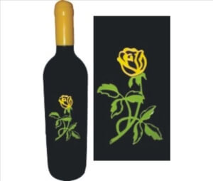 Engraved Wine Bottles - Yellow Rose