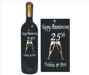 Engraved Wine Bottles with Cheers...Clinking Glasses