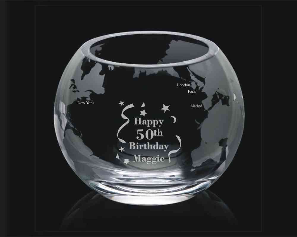 Custom Engraved Glass Globe Bowl - Lenox