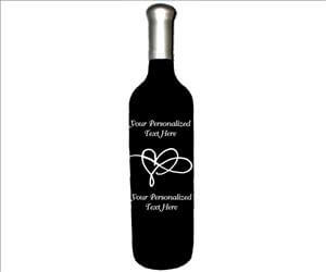 Engraved Wine Bottle with Elegant Heart Design