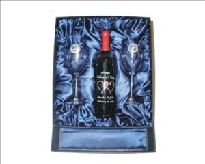 Large Deluxe Gift Box for Wine Bottle / Carafe and Stemware