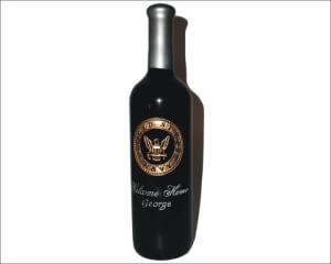 Engraved Wine Bottle - Navy