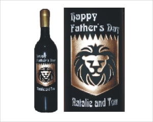 Engraved Wine Bottles - Lion Design