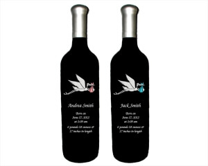 Engraved Wine Bottles - Stork 1