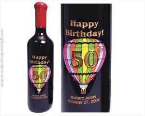 Colorful Hot Air Balloon with Birthday Year Deep Engraved