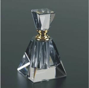 Engraved Crystal Perfume Bottle Pyramid Shaped