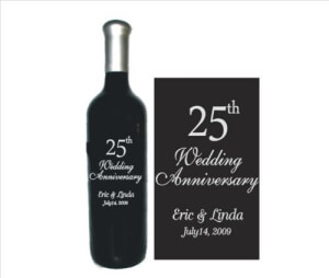 Engraved Wine Bottles - Wedding Anniversary Design 1