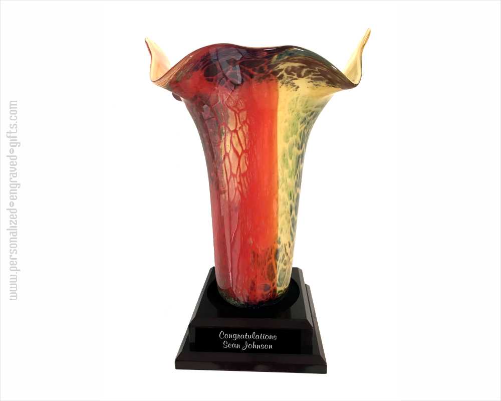 17 Personalized Fire Blaze Murano Art Glass Vase on Base