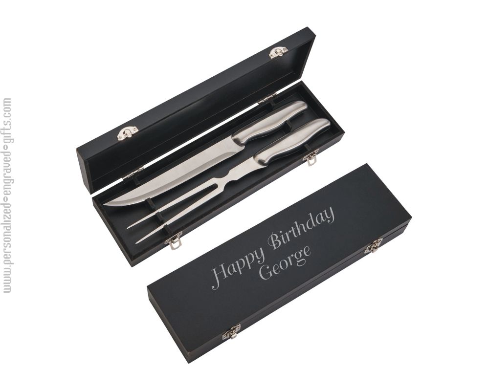 Stainless Steel Carving Set in Black Gift Box Dustin