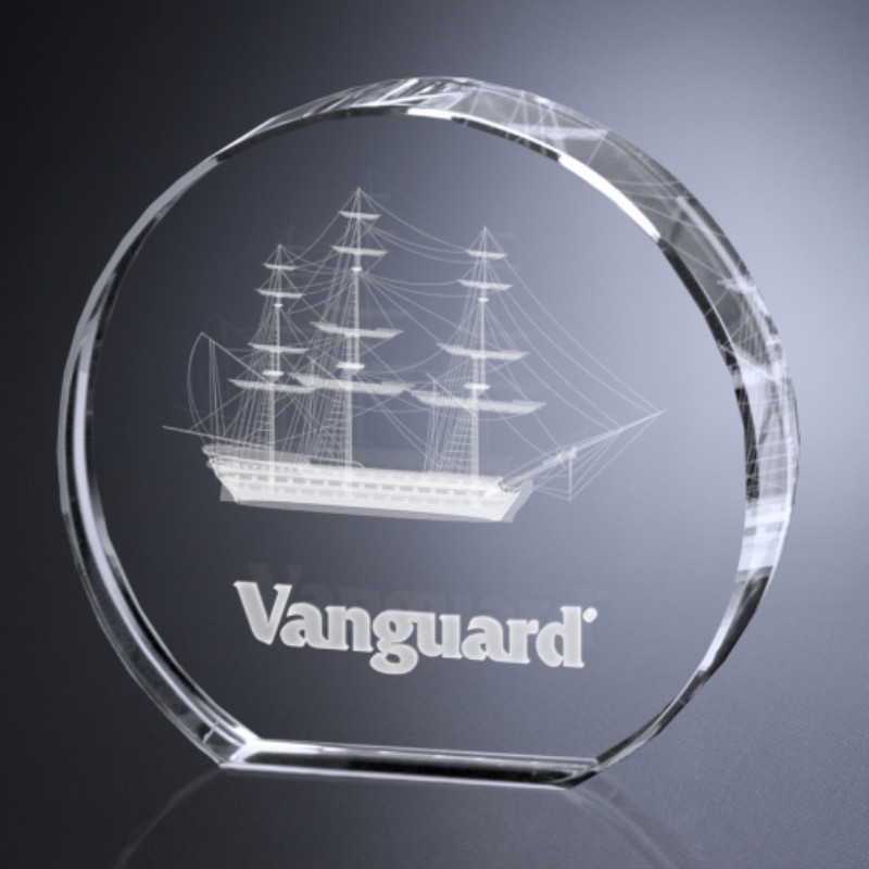 3D Engraved Circle Crystal Award Tad
