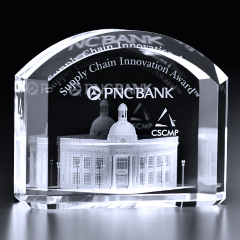 3D Engraved Crystal Arch Award Von