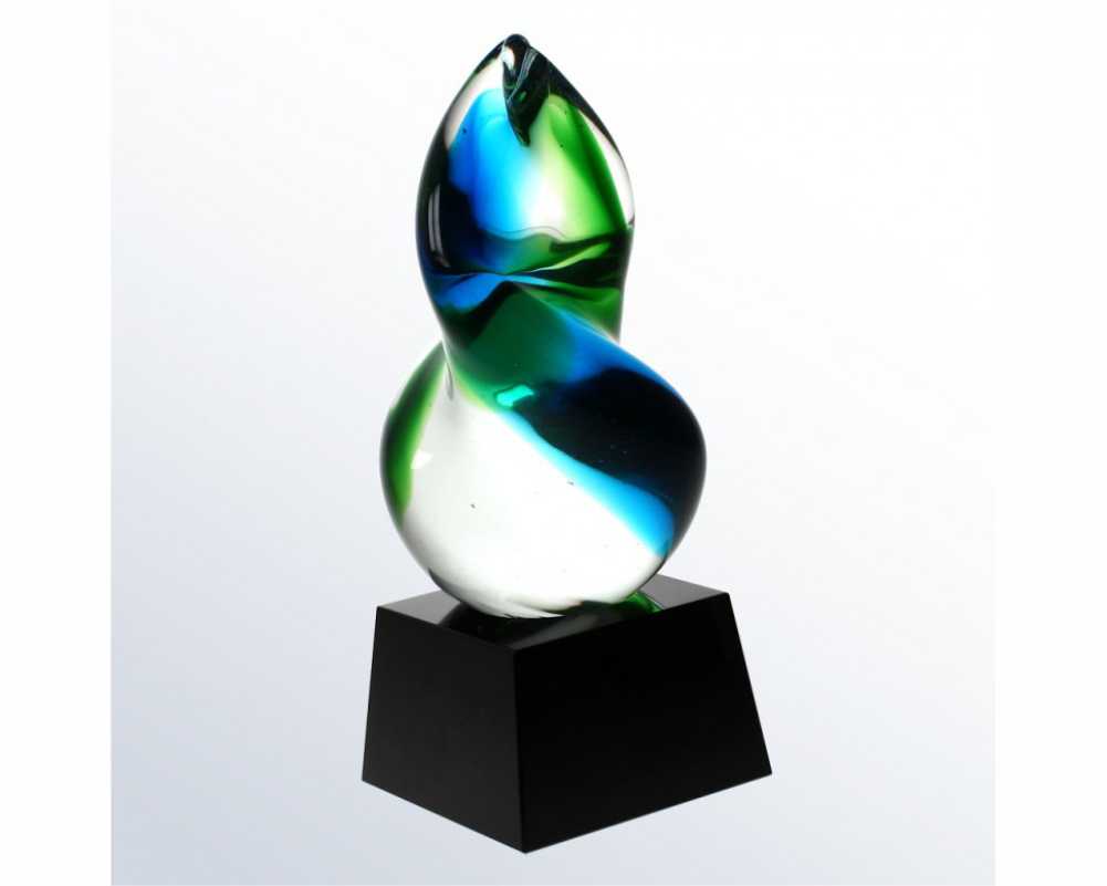 Abstract Twisted Green and Blue Glass Award - Blake