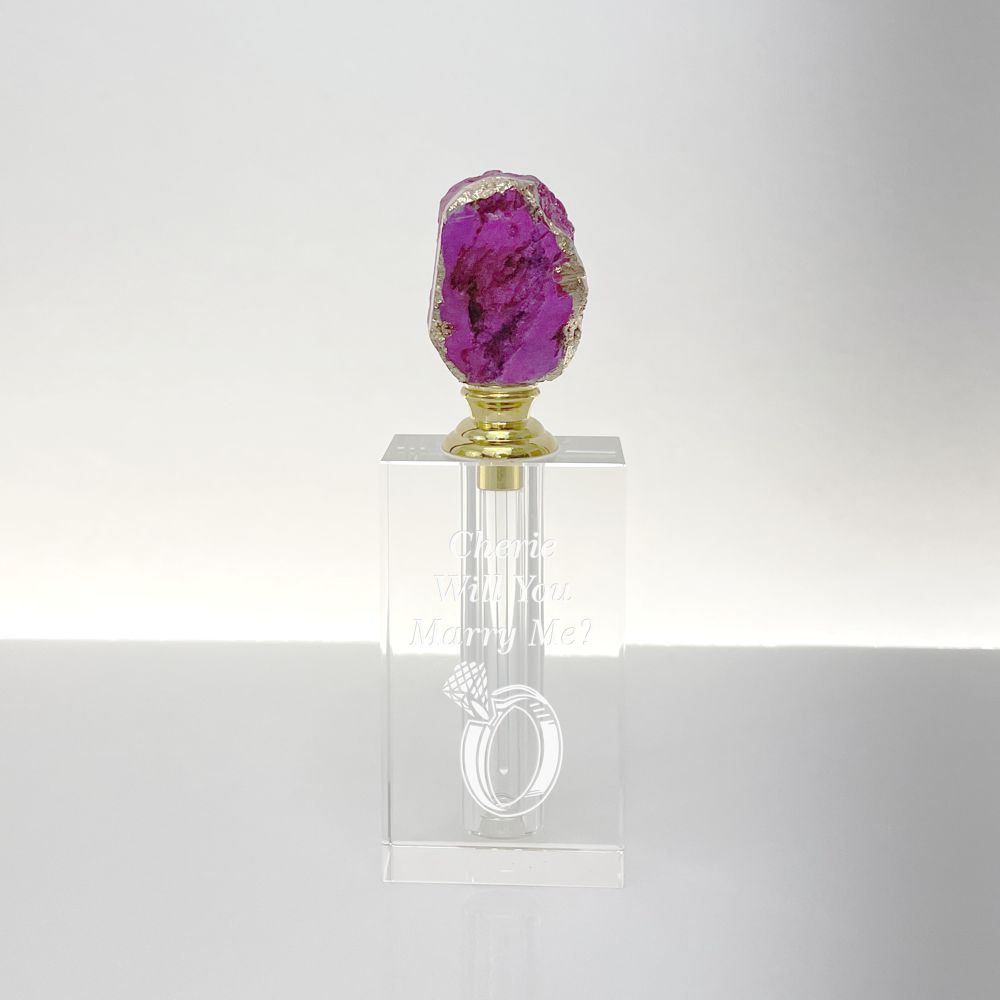 Crystal Perfume Bottle with Stunning Agate Top