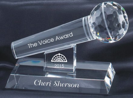 Engraved Optical Crystal Microphone Award