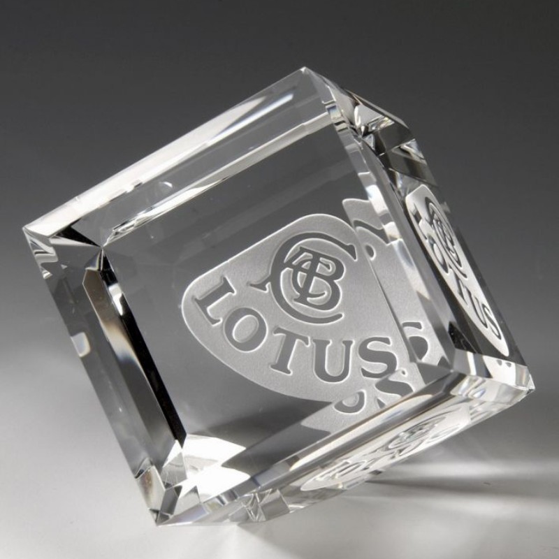 Beveled Cube Crystal Custom Engraved Paperweight