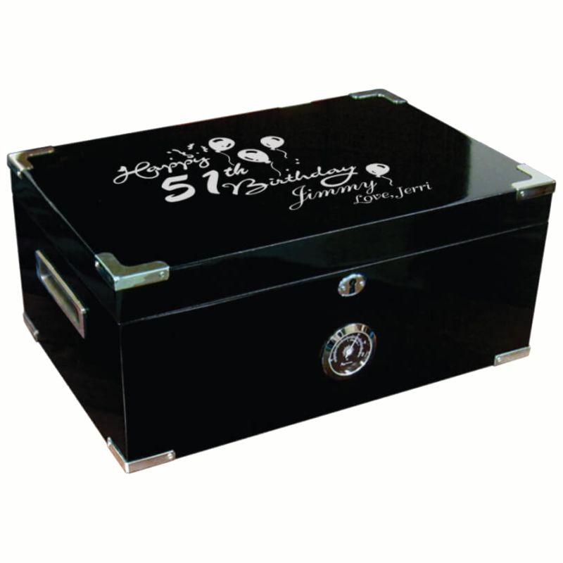 Black Lacquer Humidor with Silver Accents - Dorin