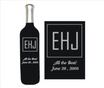 Engraved Wine Bottles - Monograms - Block Style