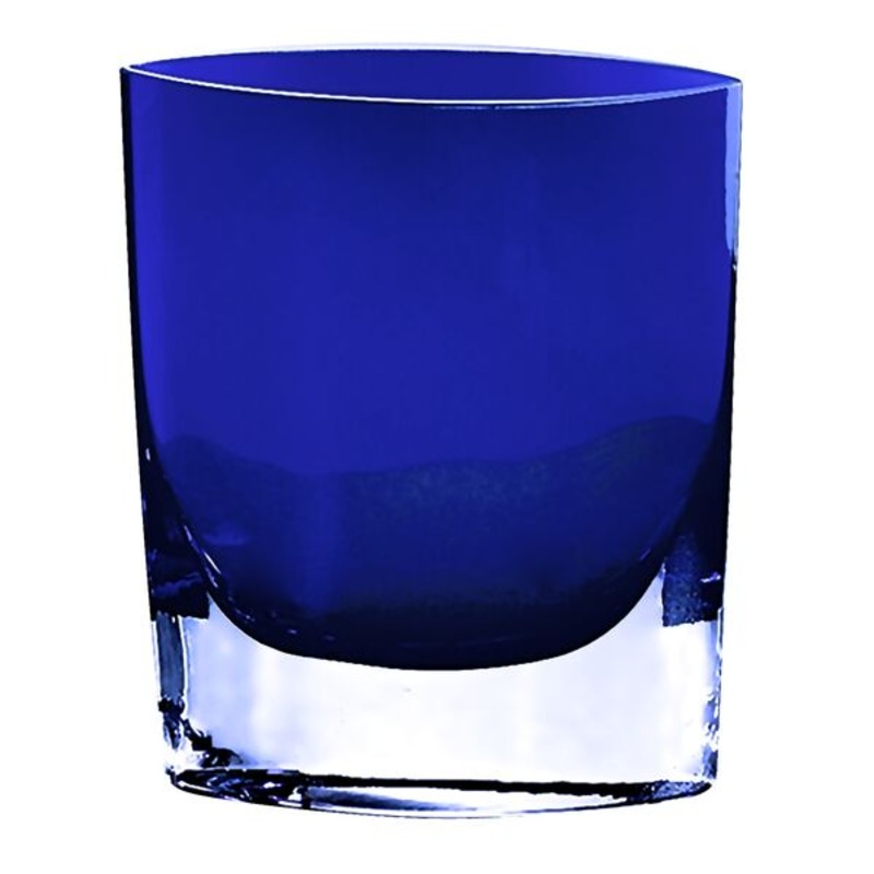 Blue Glass Pocket Vase Engraved  - The Mathis
