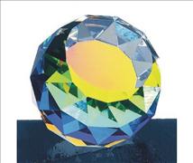 Colored Crystal Gem Cut Engraved Paperweight