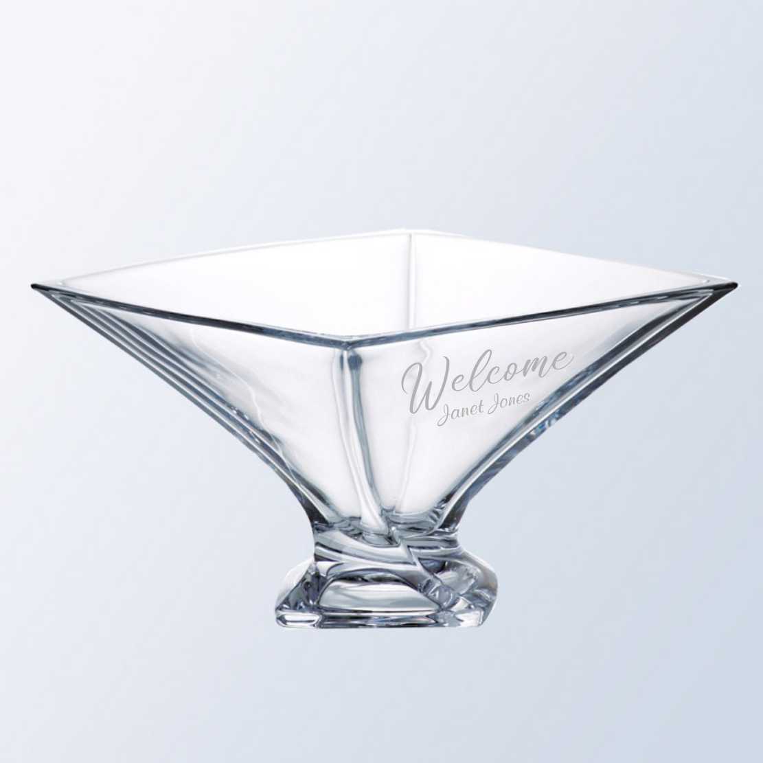 Ultra-Contemporary Crystal Engraved Presentation Bowl