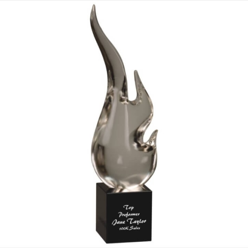 Custom Engraved Brilliant Crystal Flame Award