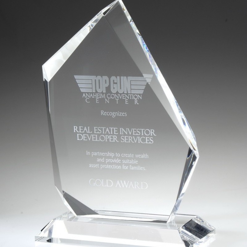 Custom Engraved Crystal Diagonal Plaque Award