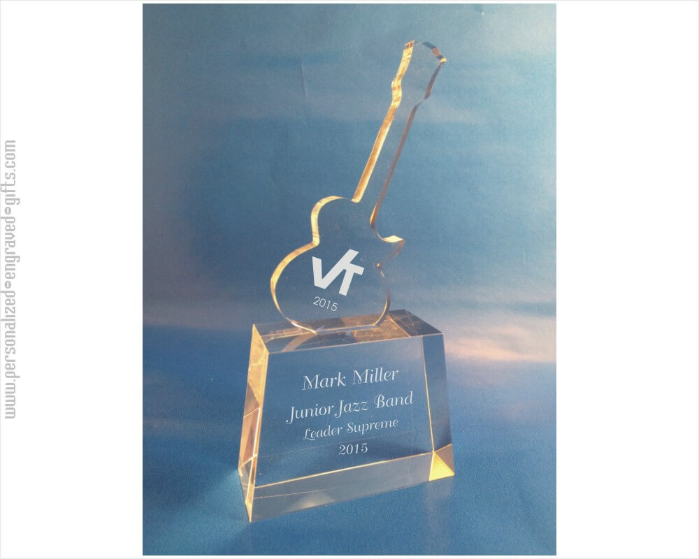 Recognize Amazing Music with Personalized Crystal Guitar Awards Sting