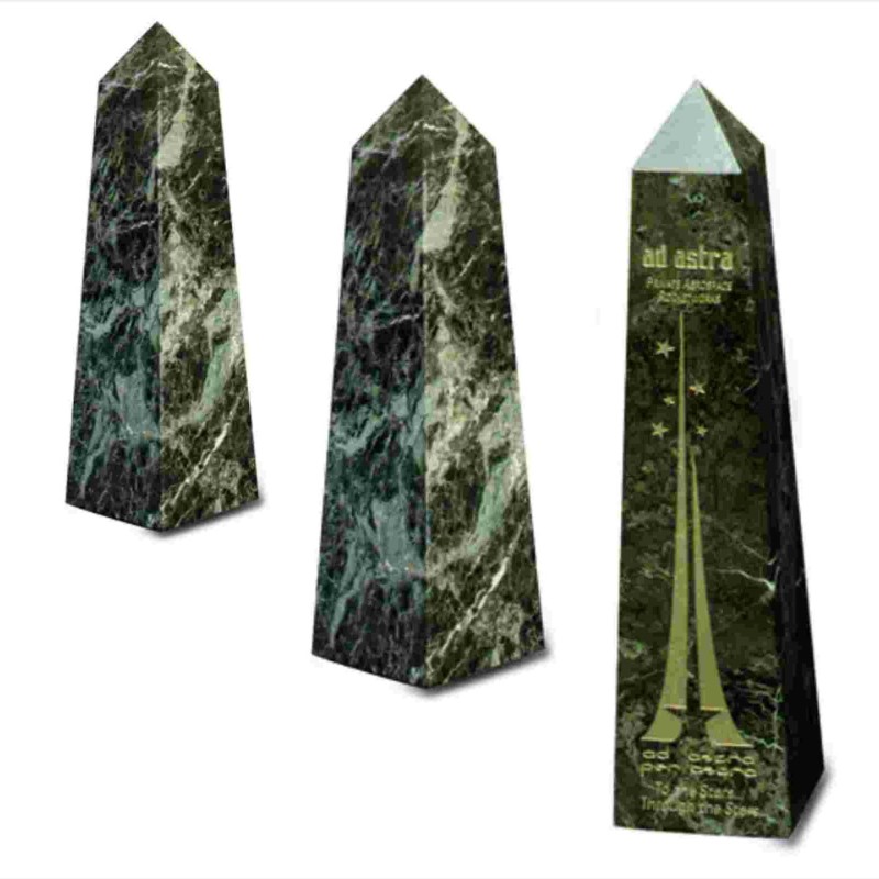 Custom Engraved Jade Green Marble Obelisk Awards