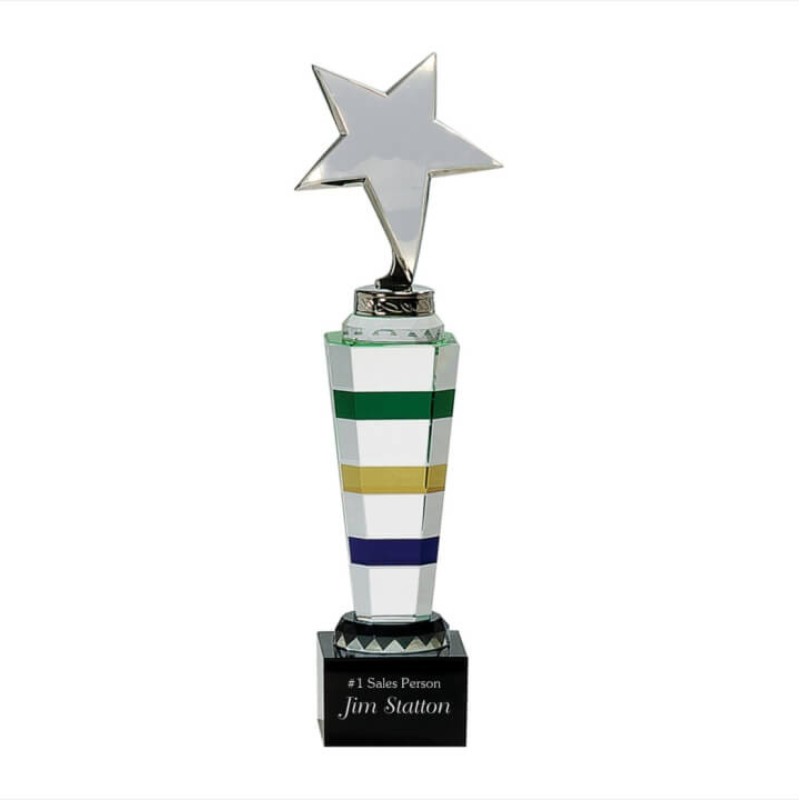 Customized Multi Colored Crystal Star Tower Award