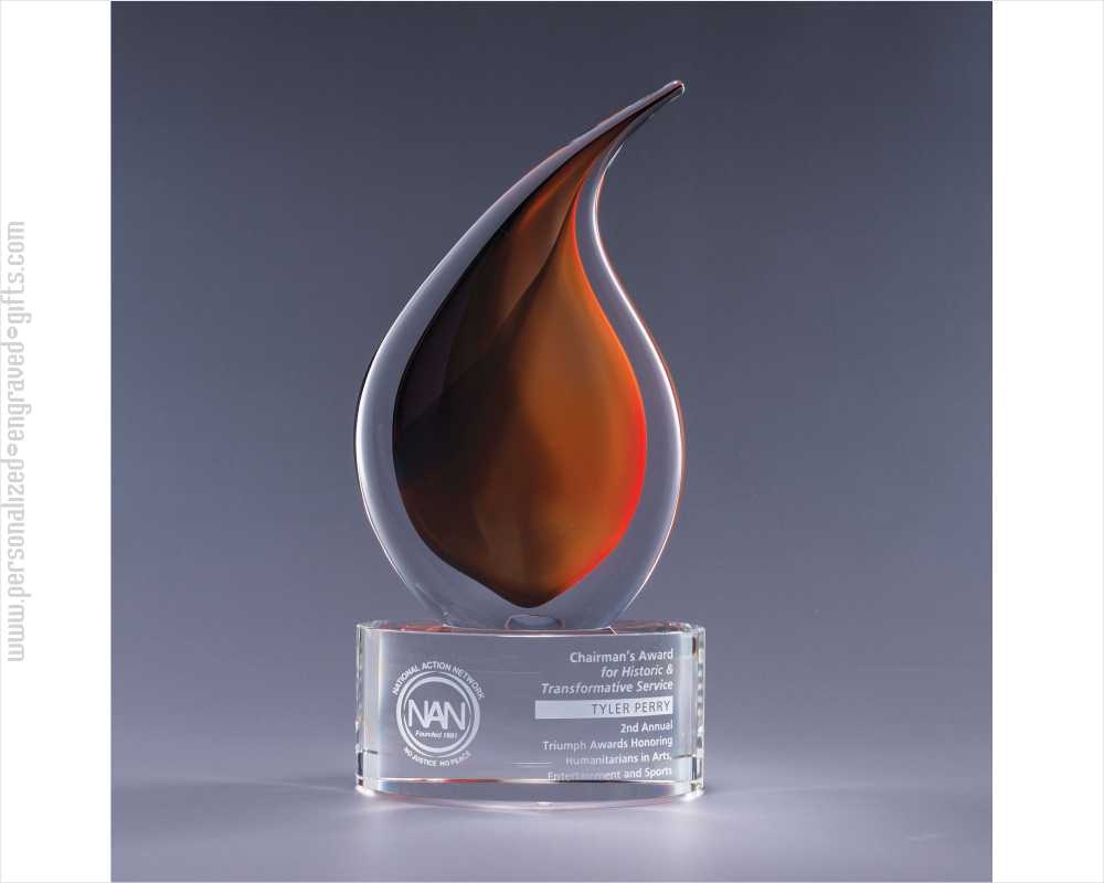 Engraved Art Glass Modern Flare Award Gavin