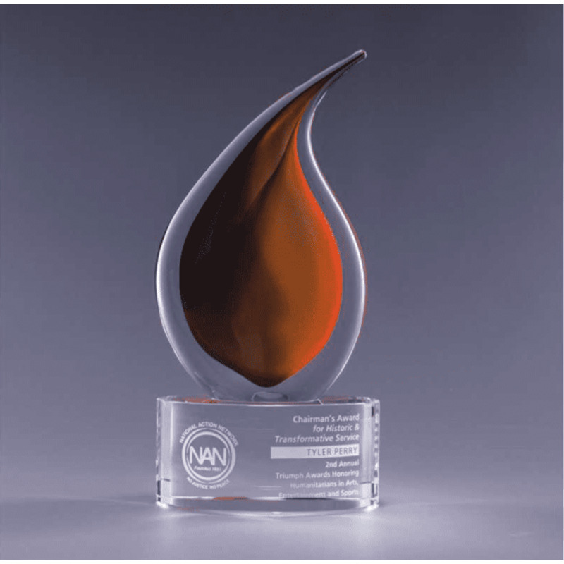 Engraved Art Glass Modern Flare Award Gavin