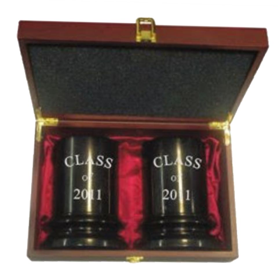 Quality Marble Column Bookends in a Rosewood Gift Box Inscribed to Recognize Success