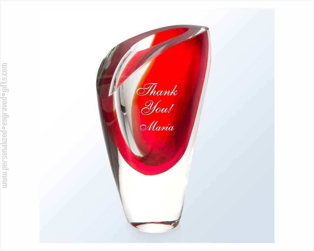 Engraved Lyla Art Glass Vase in Bright Red