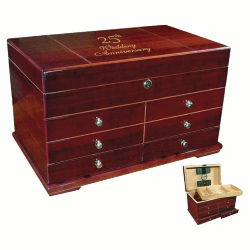 Personalized Cherry Finish Humidor - Marco