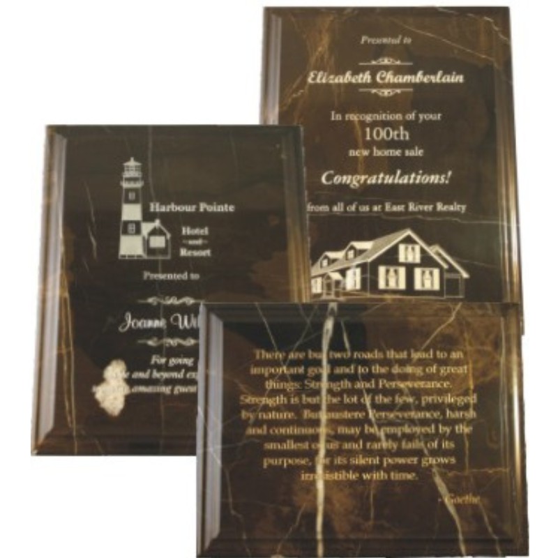 Engraved Chocolate Brown Marble Plaque