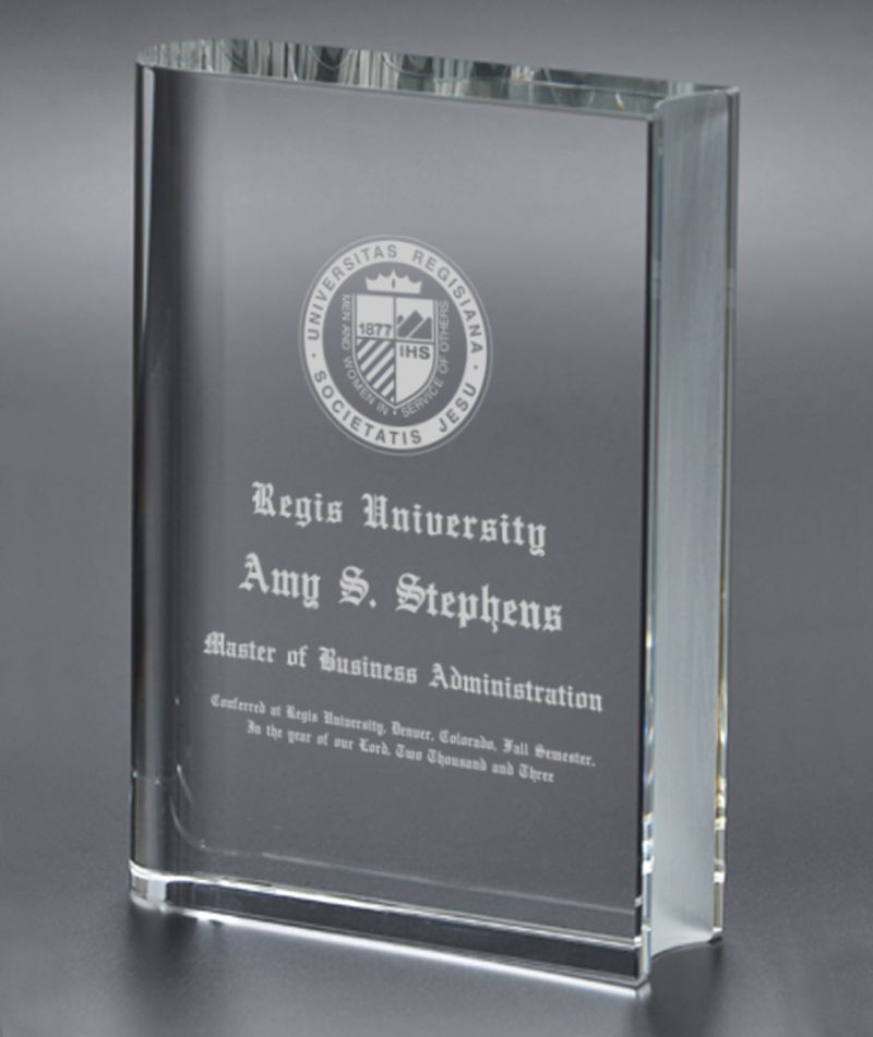 Engraved Crystal Book Award, Great Graduation Gifts