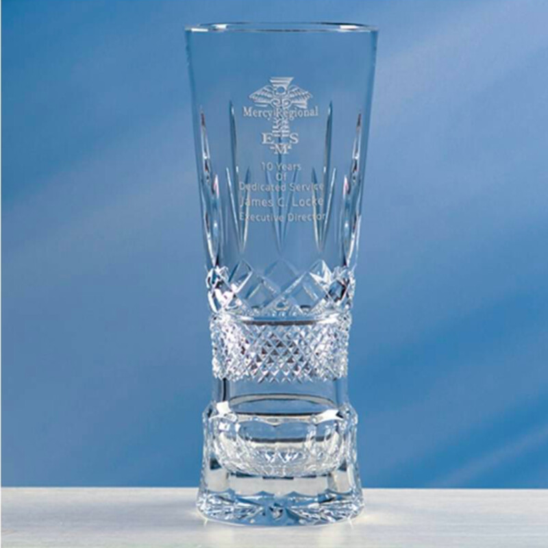 Engraved Crystal Champion Vase with Laurel