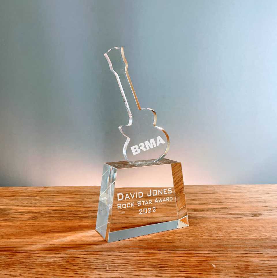 Rock Star Award a Personalized Crystal Guitar Award Sting