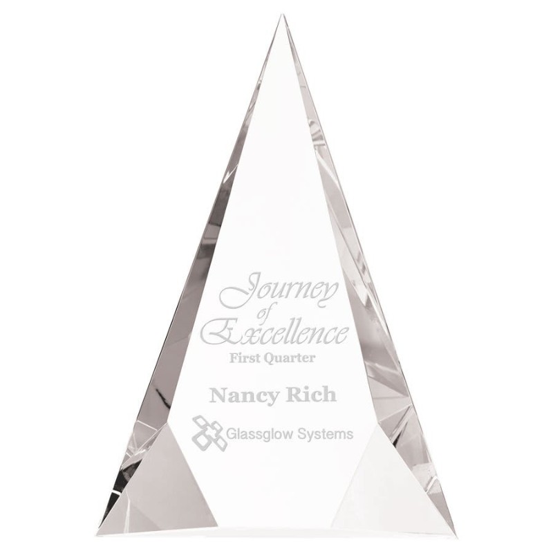 Engraved Crystal Pyramid Peak Award