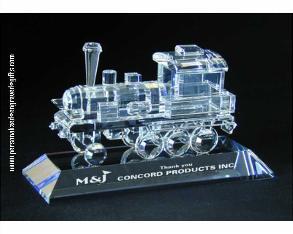 Engraved Crystal Train Award - Great Gift for Train Lovers
