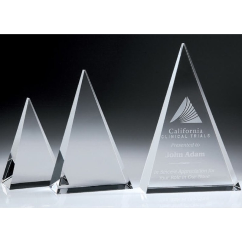 Engraved Crystal Triangle Plaque