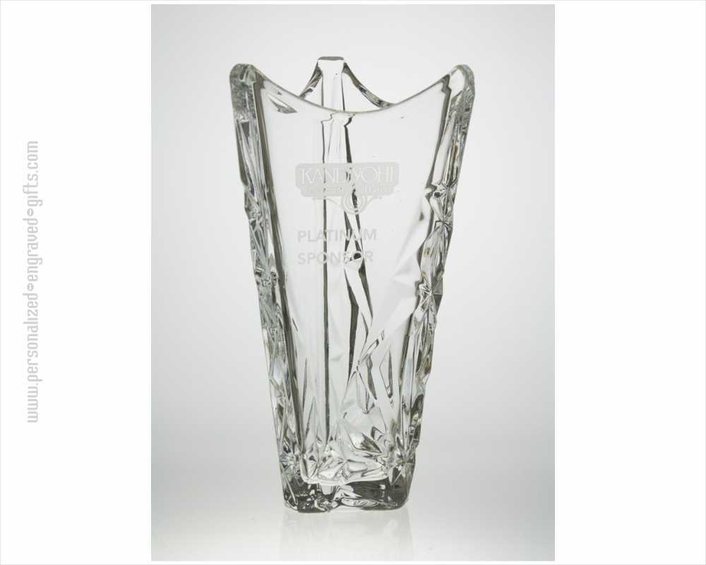 Engraved Heavy Glass Award Vase Glacier