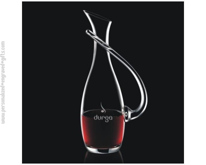 Lyrical Engraved Glass Wine Carafe with Handle